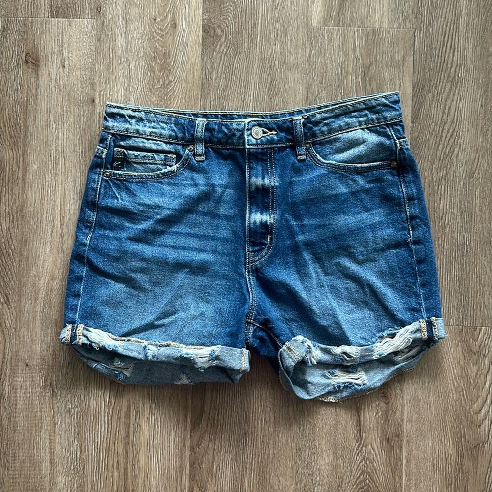 Kancan Gigi High Rise Double Fold‎ Hem Denim Shorts Size 9/28 Cotton